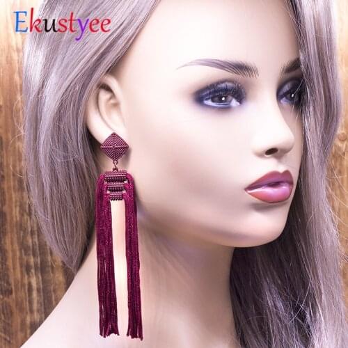 Bohemian Tassel earrings for women Big earings Dangle fashion jewelry Long Statement Earrings boho summer jewellery