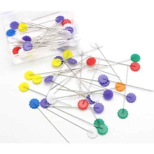 Lucia crafts 1box/lot(50pcs/box)/(100pcs/box) 10*50mm Sewing accessories patchwork pins flower pin sewing pin with box J0144