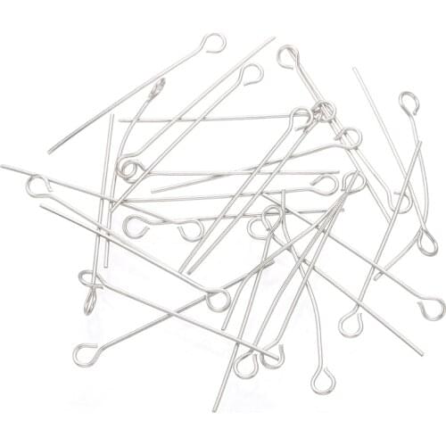 50pcs Stainless steel Eye Pins Bead Needle Findings Eye Head Pins For Jewelry Making Bracelet DIY Supplies Accessories