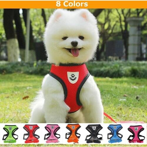 Breathable Small Dog Harness And Leash Nylon Safety Mesh Chest Strap Collar For Kitten Cat Chihuahua Pug Bulldog Cats Vest