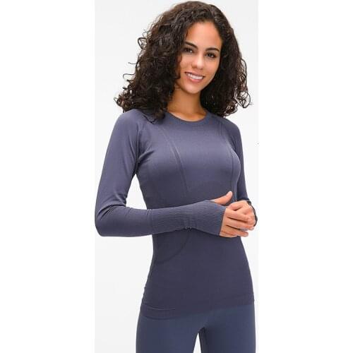 Elastic Gym Yoga Shirts LU-97 Long Sleeve Women Slim Mesh Running Sport Jacket Quick Dry Black Fitness Sweatshirts Tops