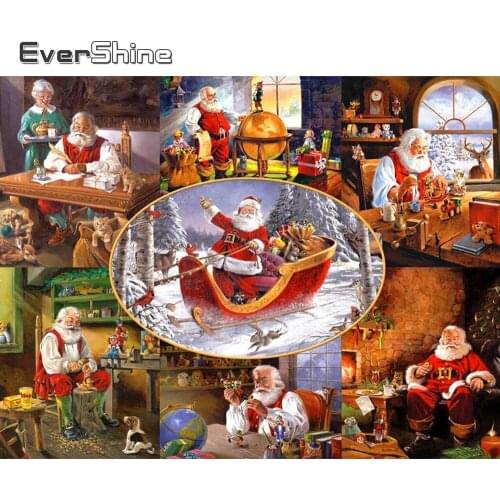 Evershine Diamond Painting Santa Claus Cross Stitch Diamond Embroidery Fantasy Picture Rhinestone Mosaic 5D DIY Christmas Gift
