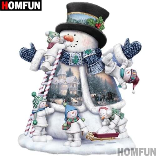 HOMFUN Diy 5d Diamond Painting "Christmas snowman" Cross Stitch Square Round Diamond Embroidery Handwork Rhinestone Art A02626