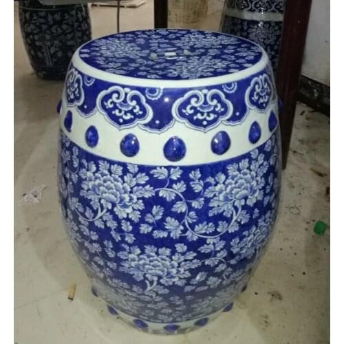 Jingdezhen Ceramic Stool Hand-painted Antique Blue And White Round Stool Outdoor Bathroom Balcony Decoration porcelain stool