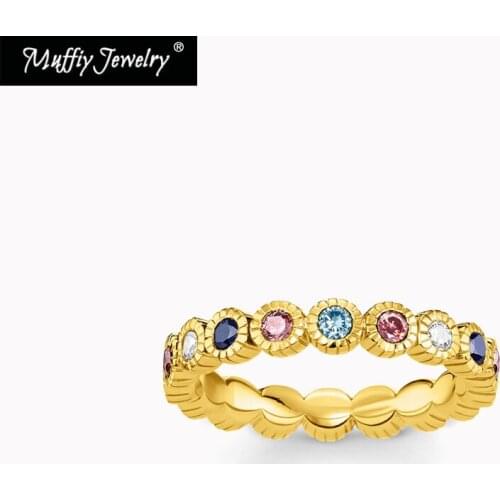 Ring Royalty Gold with Colorful Stones 925 Sterling Silver Victorian Style Vintage Fine Jewerly For Women 2021 New Bijoux Gift