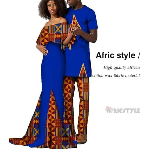 2020 African Lover Couples Clothes African Print Top and Pants Sets for Couple Clothing Bazin Riche 2 Pieces Lover Couples Cloth