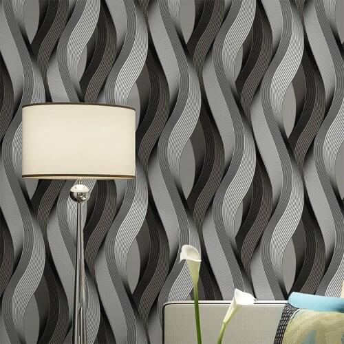 Metallic Gray Texture Wallpaper Roll Geometric Stripes Pattern Modern Fashion Vinyl Wall Paper Living Room