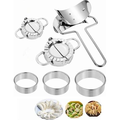 6 Pcs Dumpling Maker and Cutter Set Stainless Steel Dumpling Mold and Dough Press Cutter Empanada Press Pie Ravioli Press Dumpli