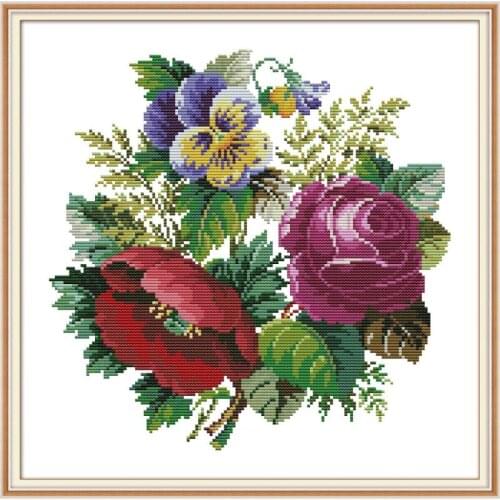 Joy Sunday Pattern Counted Cross Stitch Kit A Bouquet Of Roses Cotton Thread Painting 11CT14CT DIY Embroidery Needlework Kits
