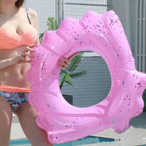 Inflatable Sequin Shell Swimming Floats Swim Ring Summer Out Pool Toy Thicken Swimming Tube
