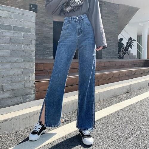 New wide leg jeans women patchwork straight high waist jeans vintage casual denim pants boyfriend jeans for women 2020