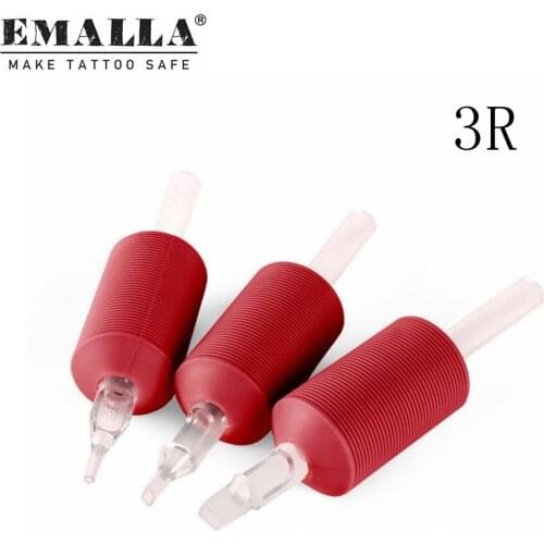 EMALLA 1"(25mm) 20PCS/Box Red 3R Disposable Tattoo Grip With Clear Long Tips For Tattoo Needles Tattoo Machine Gun Free Shipping