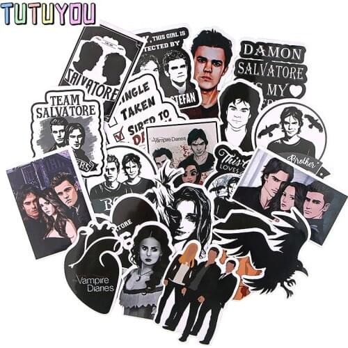 PC1215 20pcs/set The Vampire Diaries TV Series Scrapbooking Stickers Decal For Guitar Laptop Luggage Fridge Graffiti Sticker