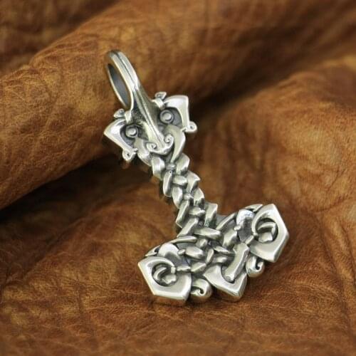 LINSION High Details Thors Hammer Pendant 925 Sterling Silver Mens Biker Pendant TA138