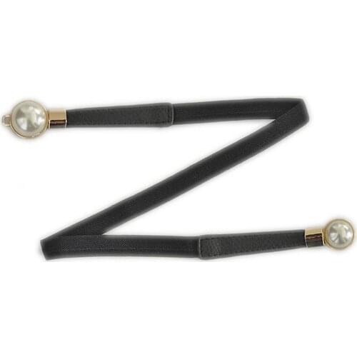 Women Belt Fashion High Quality Elastic Faux Pearl Thin Skinny Waistband Waist Belt Dress Decor