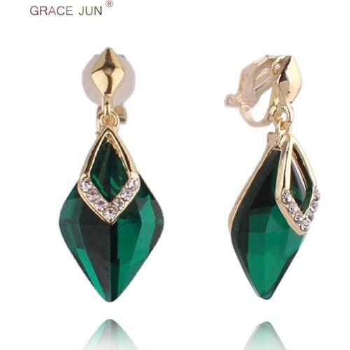 7 Colors High-grade Rhinestone Crystal Tear Drop Shape Clip on Earrings No Pierced for Women Wedding Luxury No Hole Earrings New