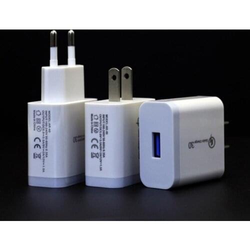 5V 3.5A QC3.0 single USB wall-mounted AC fast charger for mobile phones and tablets, travel charger adapter standard charger