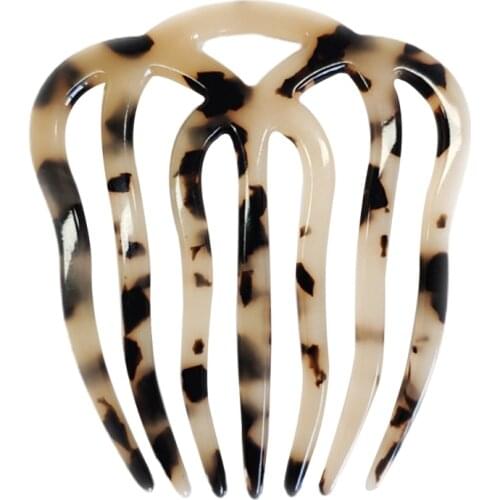 Minimalist French Twist Hair Side Comb Hollow Out Wavy 7 Teeth Acetate Antistatic Hairpin Vintage Tortoise Shell Large Clip 094B