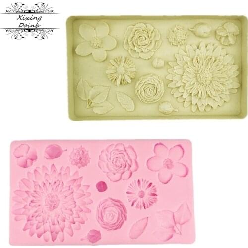1Pcs Different flower shapes silicone mold wedding cake border decoration tool chocolate gum mold