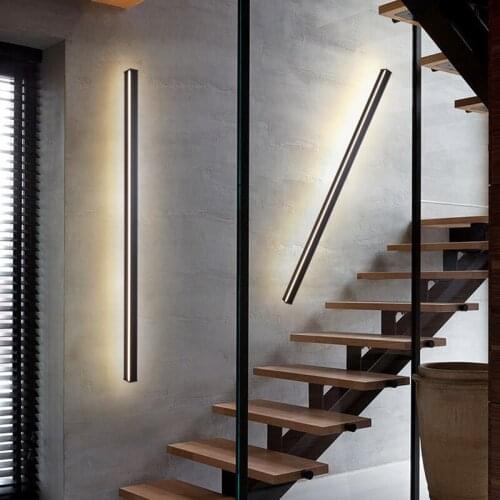 Modern minimalist led wall lamp long wall light black loft corridor aisle Lights living room bedroom indoor lighting decor lamps