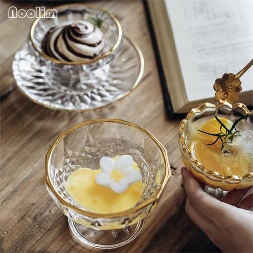 Nordic Glass Light Luxury Ice Cream Cup Transparent Fruit Yogurt Dessert Snack Cup Hotel Restaurant Breakfast Oatmeal Soup Bowl