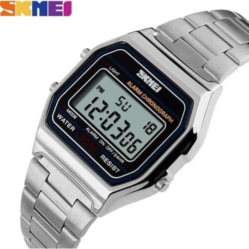 LED Digital Watch Men Sports Watches mens Relogio reloj hombre Stainless Steel Military Waterproof Wristwatches SKMEI 2018