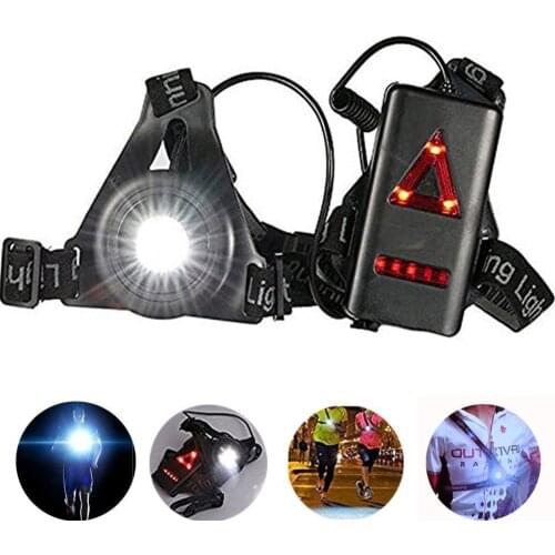 Outdoor Sport Running Safety Lights LED Night Running Warning Light USB Charging Chest Light Adjustable Band Flashing Light