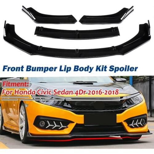 3pcs Universal Car Front Lower Bumper Lip Spoiler Body Kit Diffuser For Honda Civic Sedan 4Dr 2016 2017 2018 2019 2020