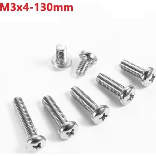 3mm 304 Stainless Steel Cross Recessed Round Head Screws M3 x 4 5 6 14 25 40 55 70 75 80 85 90 95 110 120 130mm Pan Head Screws