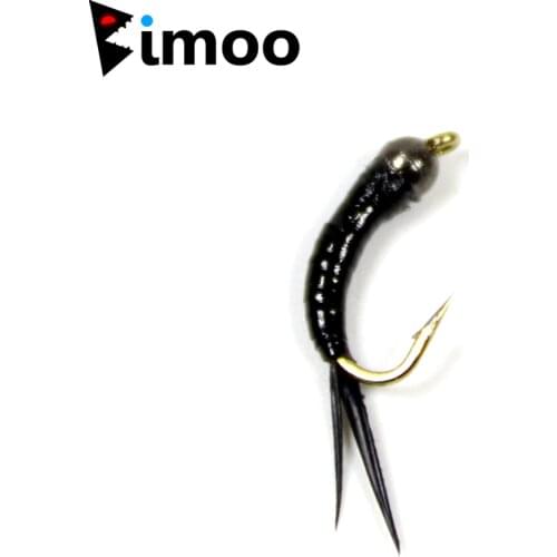 Bimoo 6pcs/pack #16 Tungsten Bead Head Black Nymph Larva Fly Trout Fly Fishing Fly