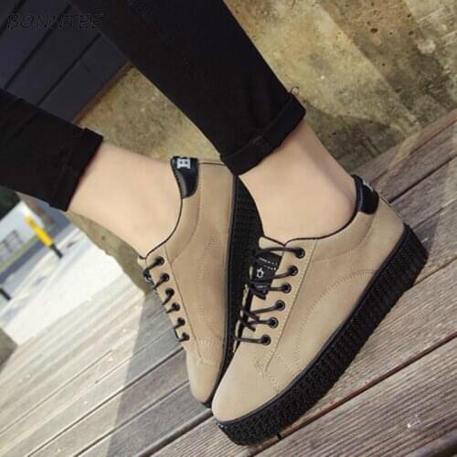 Vulcanize Shoes Women Lace-up High Quality Thick Canvas Classic Basic All-match Daily Womens Shoe Friends Korena Style Ulzzang