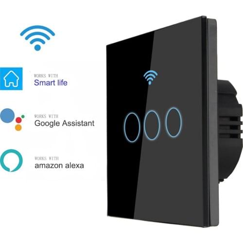 Wi-Fi Touch Light Switch EU Wall Touch Switch For Android IOS 1 2 3 Gang 1 Way Smart Light Switch