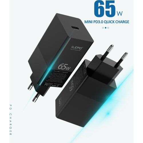 ILEPO 65W GaN USB C Charger Fast Charger 4.0 3.0 for iPhone 12 Samsung Macbook Pro Laptop Type C PD Quick Charge EU US UK