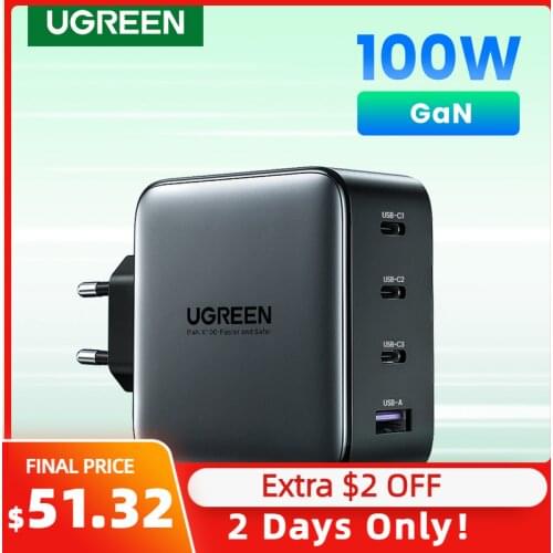 UGREEN GaN Charger 100W USB C PD Fast Charger QC4.0 QC3.0 Quick Charge Portable Phone Charger For iPhone Macbook Laptop Tablet