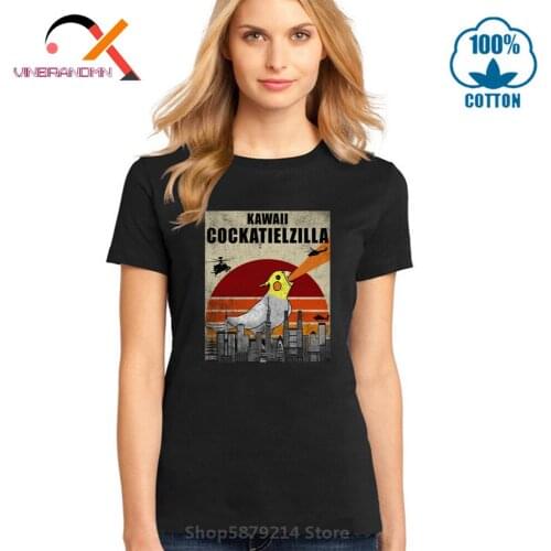 Fashion Kawaii Cockatielzilla Funny Cockatiel Japanese Sunset Birthday Christmas Gift Idea Women Funny T Shirts Harajuku T-Shirt