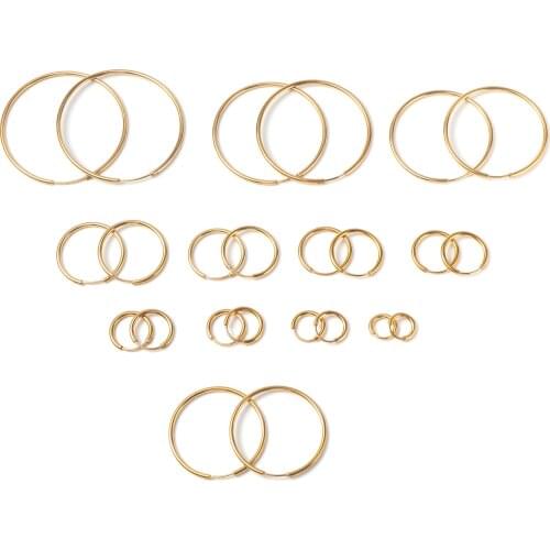 0.9mm Stainless Steel Hoop Earrings Gold Color Circle Ring Round Metal For Women Party Club Earrings Jewelry 12mm-54mm,1Pair