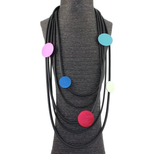 Womens New Fashion Black Necklace Handmade Colorful Alloy Classic Womens Pendant Apparel Accessories Festival Gift Punk Style