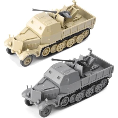 1/72 Antiaircraft Gun Building Model Blocks Germen FLAK37 Armored Cannon Vehicle Kids Ww2 Scale Assembled Modeling Toys Gift