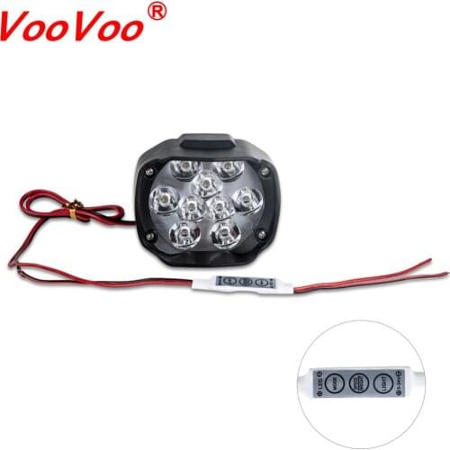 1Pcs 9Led Motorcycle HeadLights SpotLight White Motorbike Scooter Driving Fog Bulb + Remote Control become Strobe Flashing Lamp