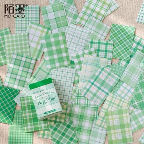 1pc Paper Sticker Bean Book Plaid Series Fresh Plaid Handbook Decoration Material Stickers 8 Styles