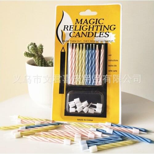 10pcs/card Birthday Christmas Party Wedding Cake Candle Magic Trick Funny Candle Relighting Invincible Candle Magic Props Decor