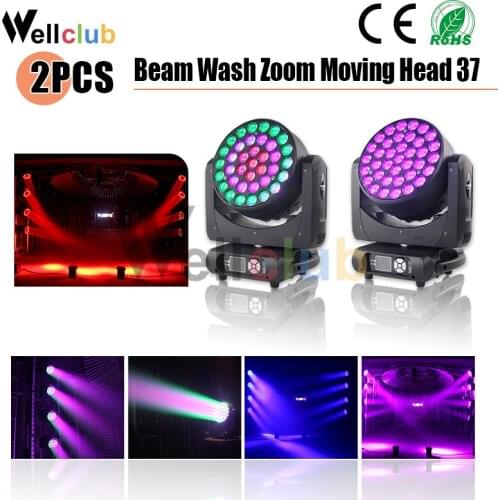 2pcs 37x15w RGBW 4 in 1 Beam wash zoom Moving head Stage Light Led Dmx Dj Disco Light For Wedding Bar Nightclub
