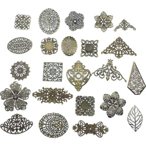 20pcs bronze tone round Filigree crafts Embellishments Findings Jewelry Accessories cospaly ornaments cospaly