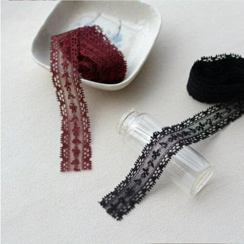 5 Meters/lot Width 2.3cm Black Dark Red Bilateral Smooth Lace Trim DIY Doll Lace Home Fabric Decoration Accessories Lace Ribbon