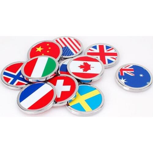 Car Accessories Metal Badge Stickers Flag Emblem For Alfa Romeo Chevrolet Fiat 500 SEAT Renault Hyundai Lexus MINI Cooper BMW