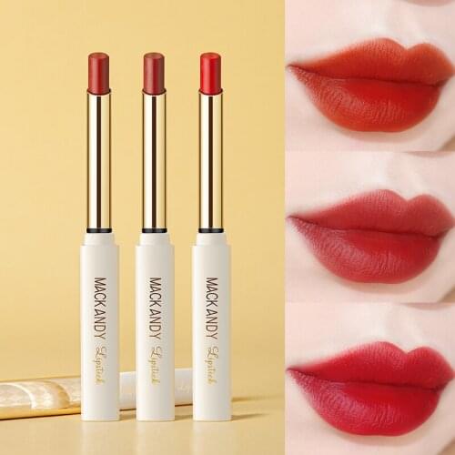 1pc Velvet Lipstick Matte 3 Style Mini Fine Tube Nutritious Moisturizer Texture Waterproof Sweat-proof Easy To Color Lipstick
