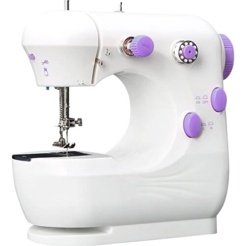 Booksew Mini Portable Sewing Machine Needlework Electric Household With Night Light Foot Pedal Table Two Thread Kit Six Colors