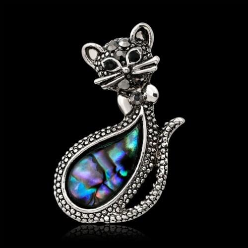 Fox Shape Brooches Animal Brooches Natural Shell Size 34x18mm Cute Fox Shell Brooches Silver Color Hot Selling