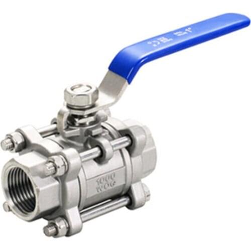 BSPT 1/4" 3/8" 1/2" 3/4" 1" 1-1/4" 3 Piece Full Port Ball Valve Thread Type Stainless Steel 304 Ball Valve