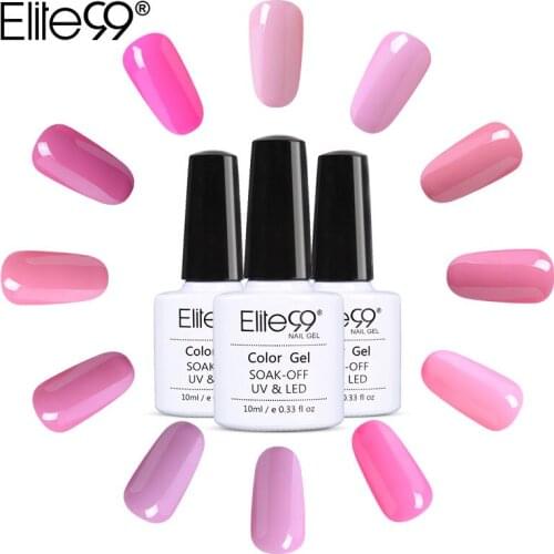 Elite99 10ml Pink Color Nail Polish Soak Off UV Led Long Lasting Nail Gel Polish DIY Nail Art Gel Lacquer Professional Gel Nail